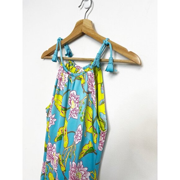 Gretchen Scott Halter Tassel Tie Dress Sz M Mystic Garden NWT Turquoise Floral - Picture 4 of 14